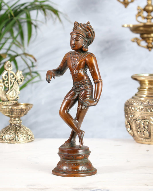 Brass Rishabhvahana Shiva Statue – Antique 8.5" copper tone - Budhshiv.com