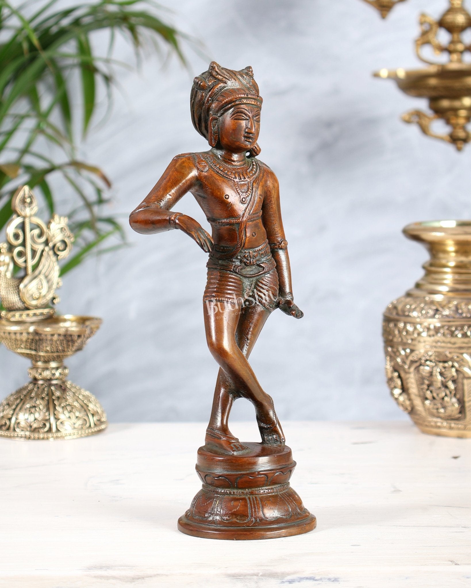Brass Rishabhvahana Shiva Statue – Antique 8.5" copper tone - Budhshiv.com