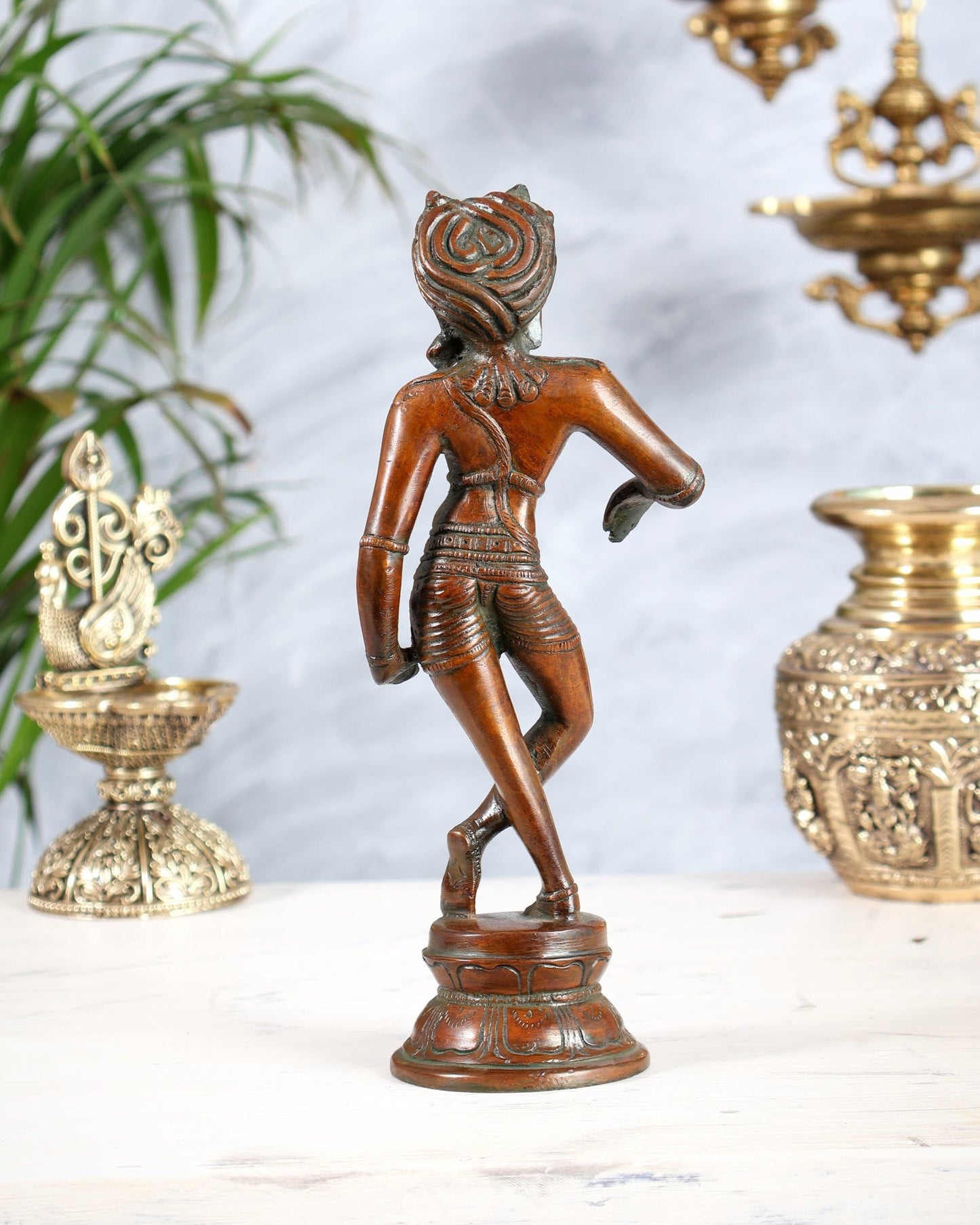 Brass Rishabhvahana Shiva Statue – Antique 8.5" copper tone - Budhshiv.com