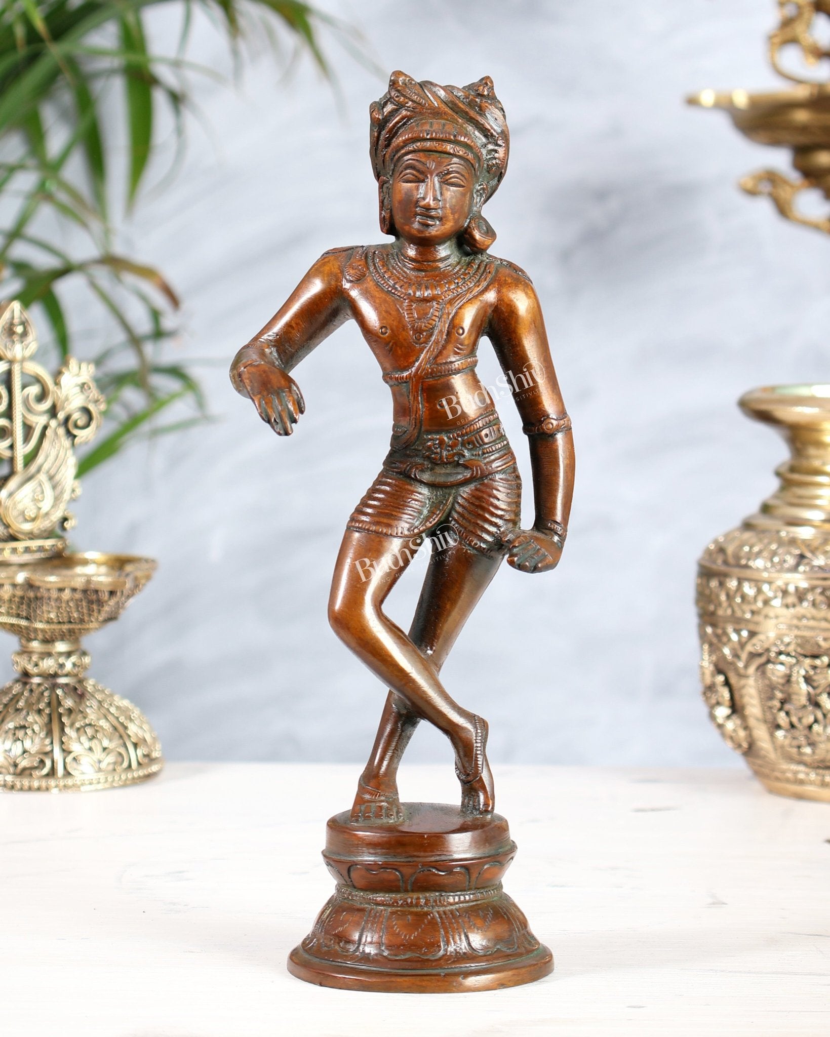 Brass Rishabhvahana Shiva Statue – Antique 8.5" copper tone - Budhshiv.com