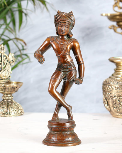 Brass Rishabhvahana Shiva Statue – Antique 8.5" copper tone - Budhshiv.com