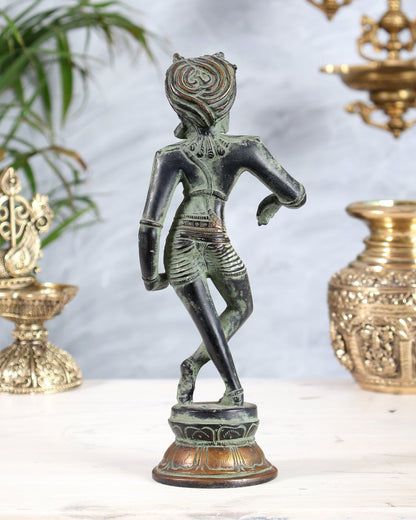 Brass Rishabhvahana Shiva Statue – Antique Green Patina Finish 8.5" - Budhshiv.com