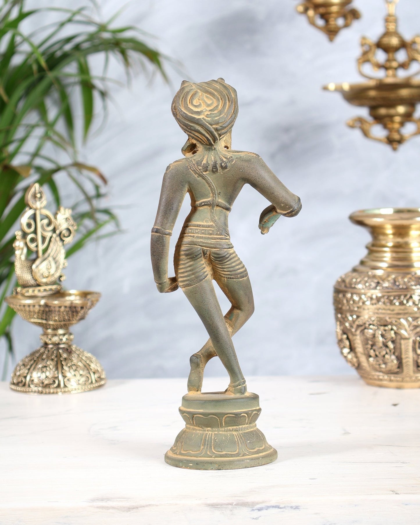 Brass Rishabhvahana Shiva Statue – Grey Mud Finish 8.5" - Budhshiv.com