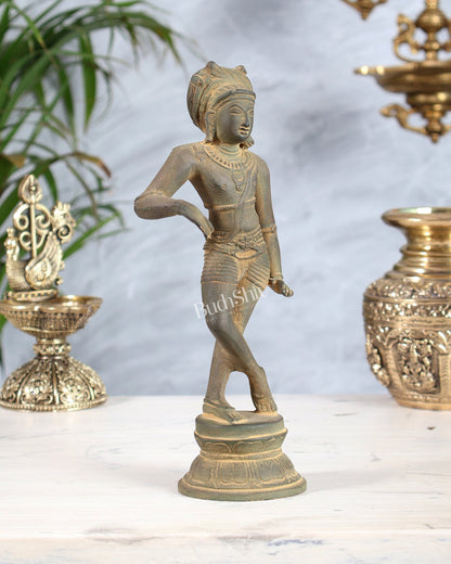 Brass Rishabhvahana Shiva Statue – Grey Mud Finish 8.5" - Budhshiv.com
