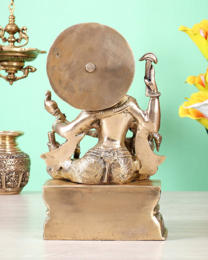Brass Saraswati with Blessing Hand – Unique Sculpture (11 inch, 5.56 Kg) - Budhshiv.com