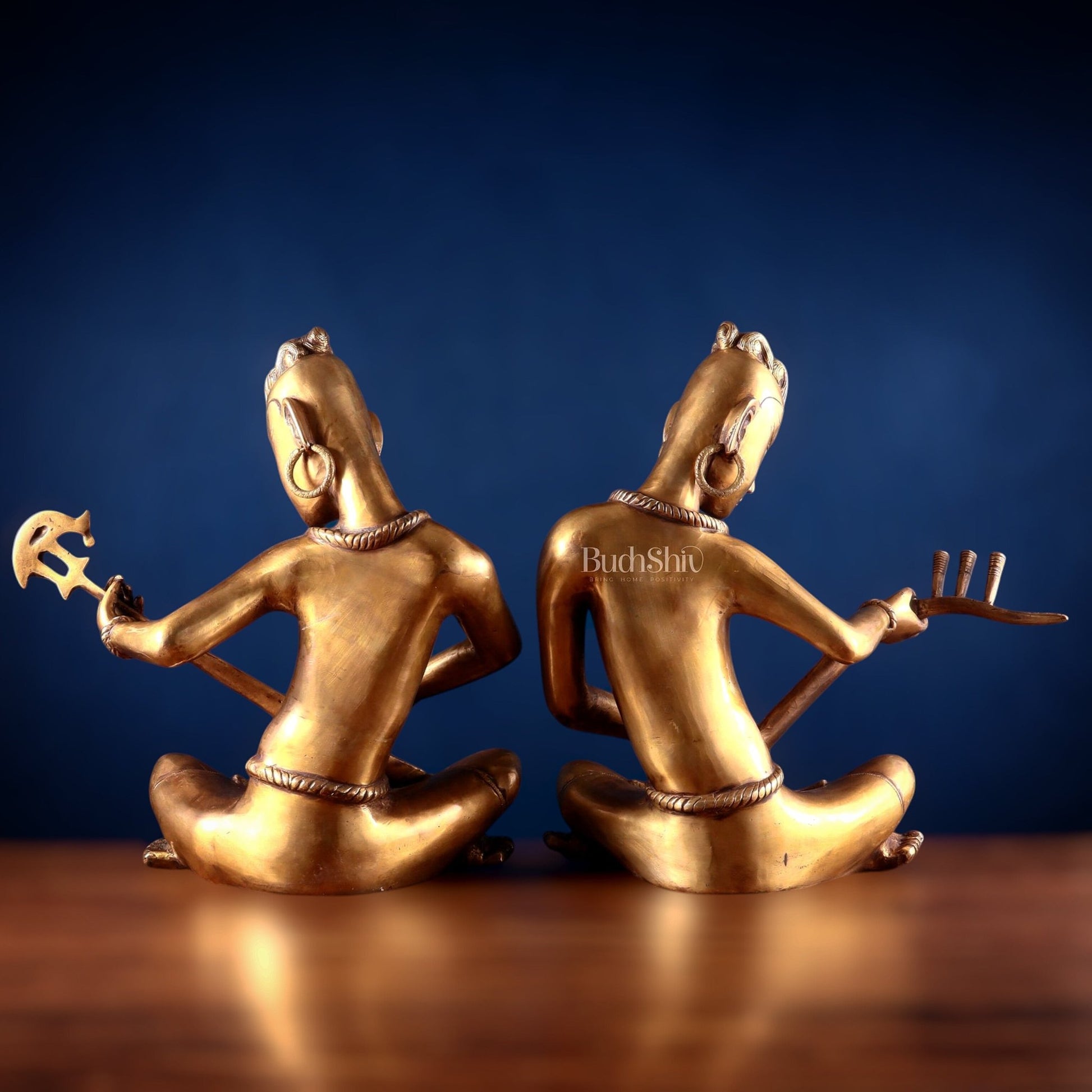 Brass Set of 2 Tansen Musicians – 18 Inch - Budhshiv.com
