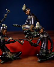 Brass Set of 4 Tansen Musicians – 13" - Budhshiv.com
