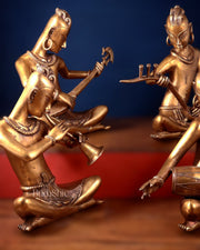 Brass Set of 4 Tansen Musicians – 18 Inch - Budhshiv.com