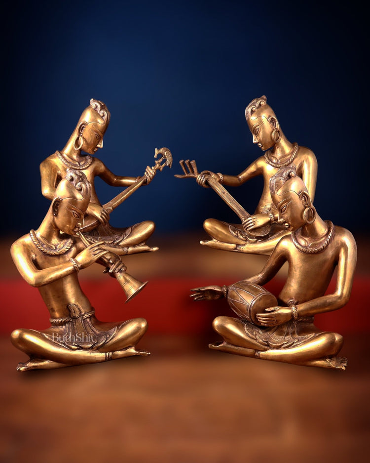 Brass Set of 4 Tansen Musicians – 18 Inch - Budhshiv.com
