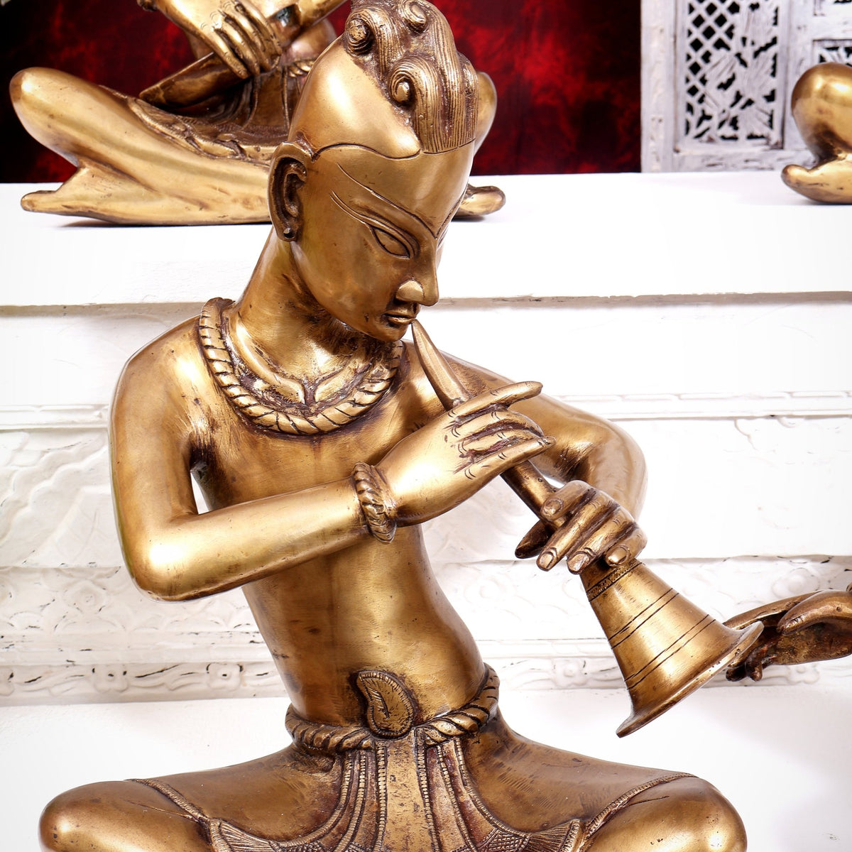 Brass Set of 4 Tansen Musicians – 18 Inch - Budhshiv.com
