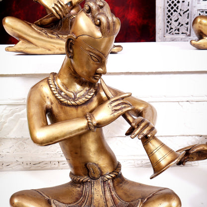 Brass Set of 4 Tansen Musicians – 18 Inch - Budhshiv.com