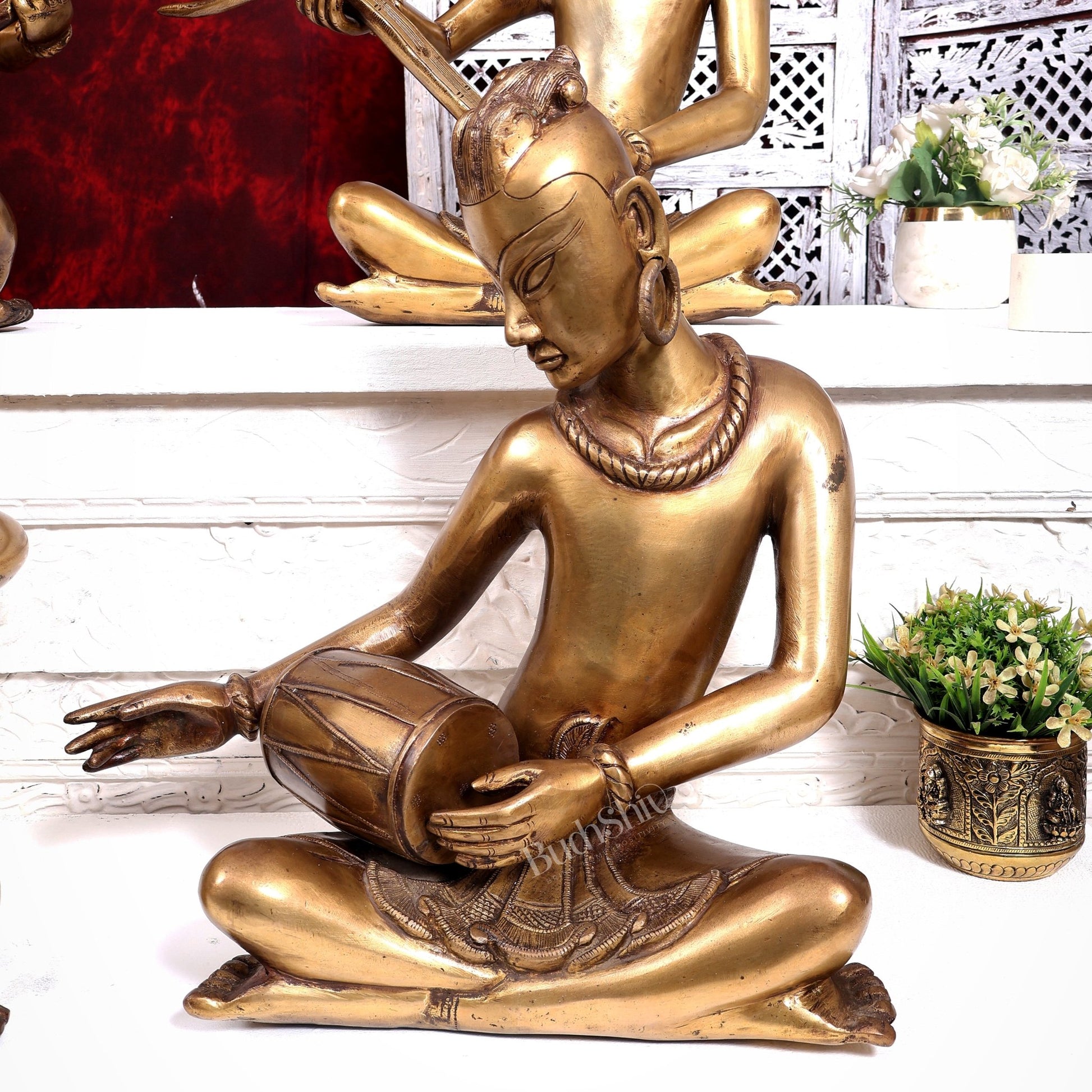 Brass Set of 4 Tansen Musicians – 18 Inch - Budhshiv.com