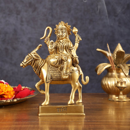 Brass Shani Dev Idol (Saturn) for Vastu & Pooja - 6 Inch Height - Budhshiv.com