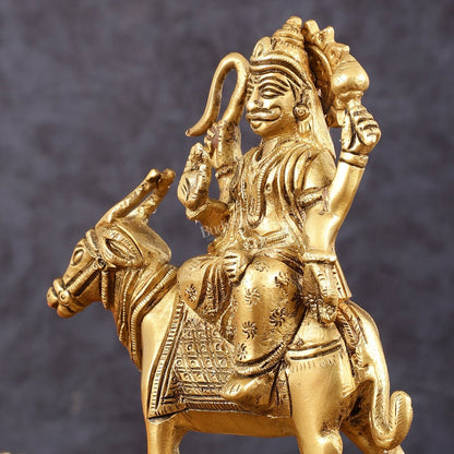 Brass Shani Dev Idol (Saturn) for Vastu & Pooja - 6 Inch Height - Budhshiv.com