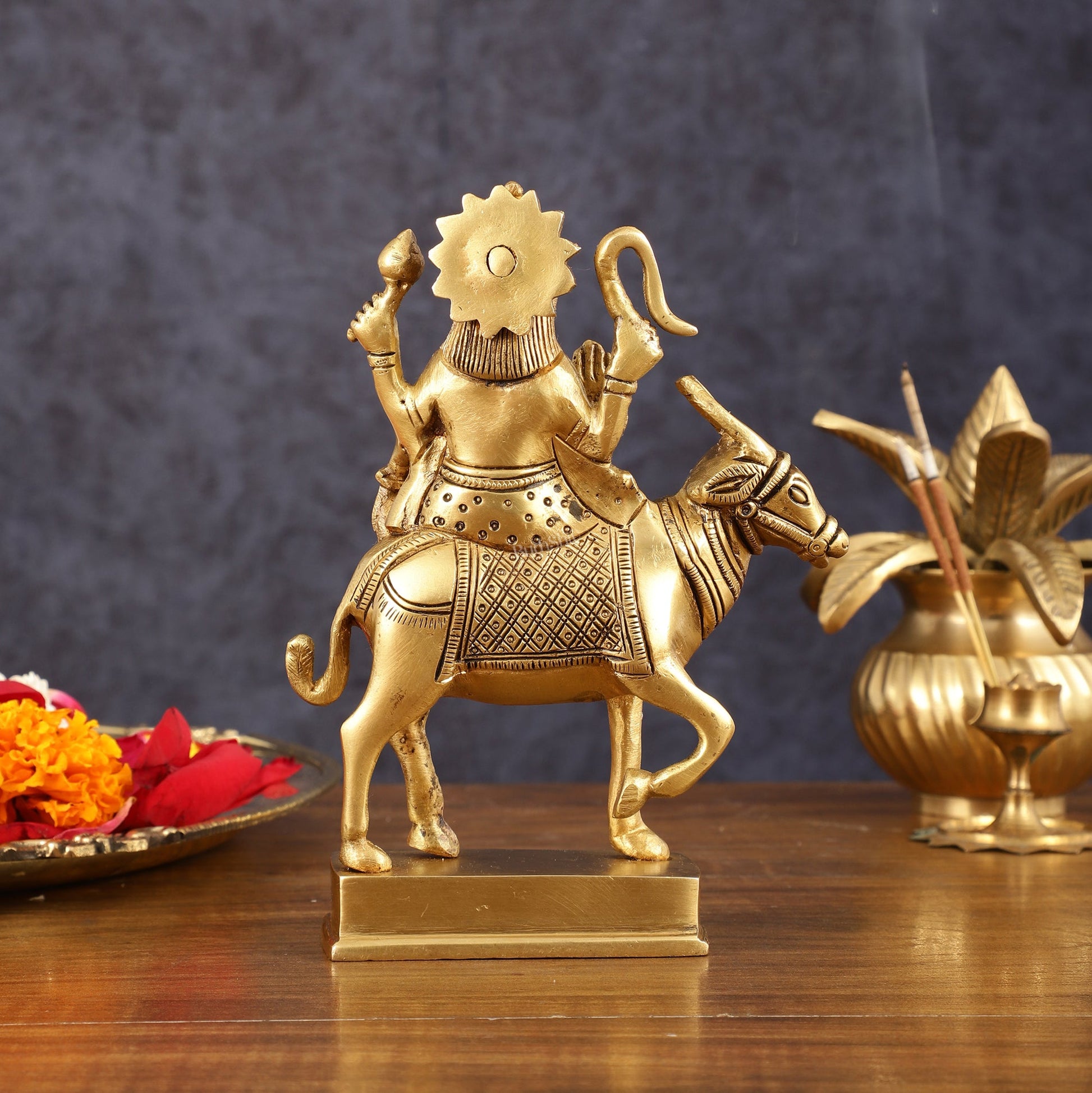 Brass Shani Dev Idol (Saturn) for Vastu & Pooja - 6 Inch Height - Budhshiv.com