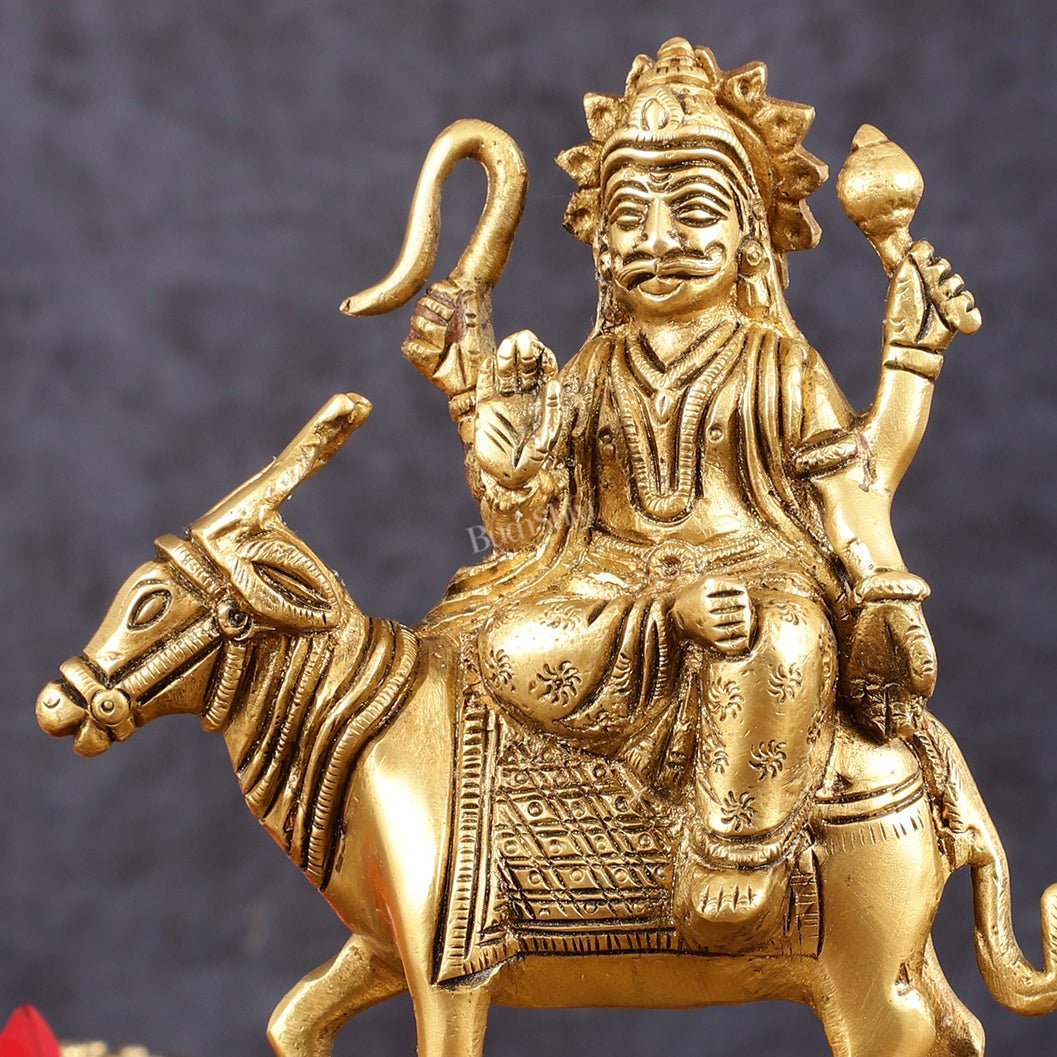 Brass Shani Dev Idol (Saturn) for Vastu & Pooja - 6 Inch Height - Budhshiv.com