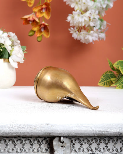 Brass Shankh – Plain & Simple Design Decorative Conch (6.5 Inches) - Budhshiv.com