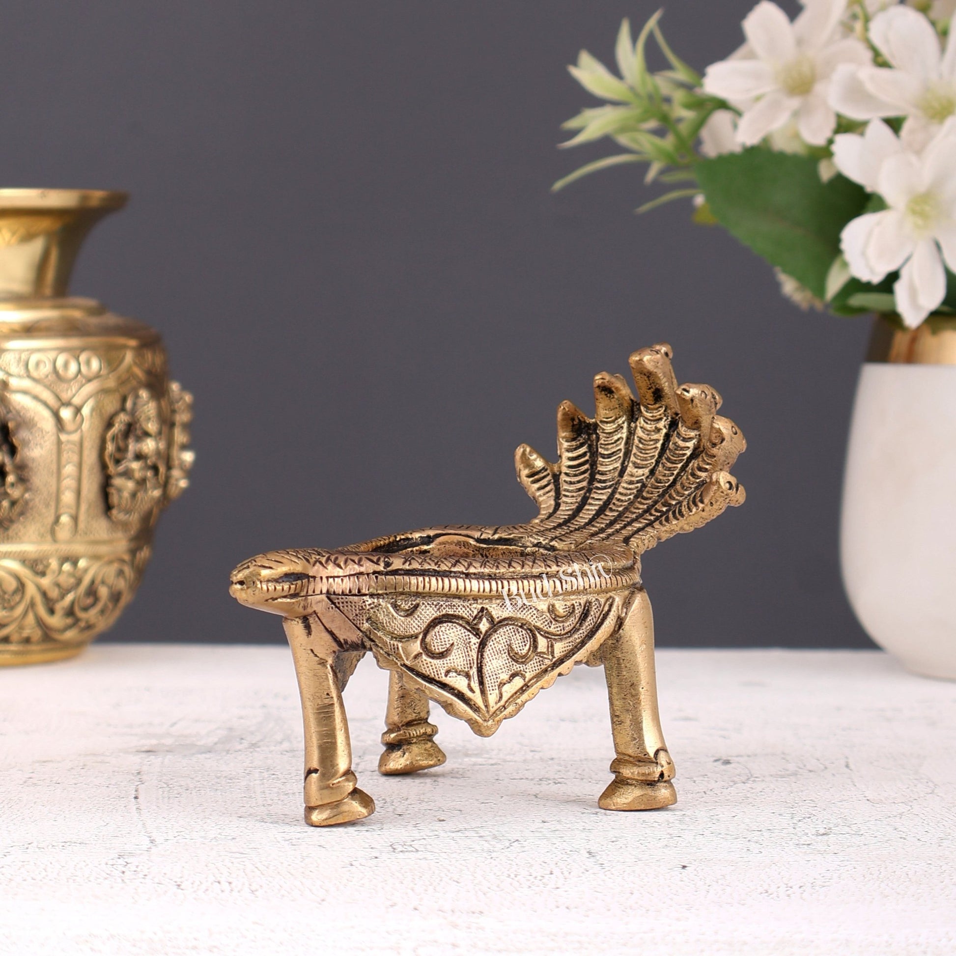 Brass Shankh Stand – Decorative Holder to Place Brass Conch (4 Inches) - Budhshiv.com