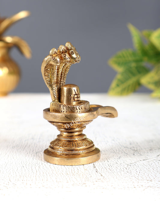 Brass Shiv Ling Miniature Idol – Solid Pooja Shivling for Daily Worship (2.5 Inches) - Budhshiv.com