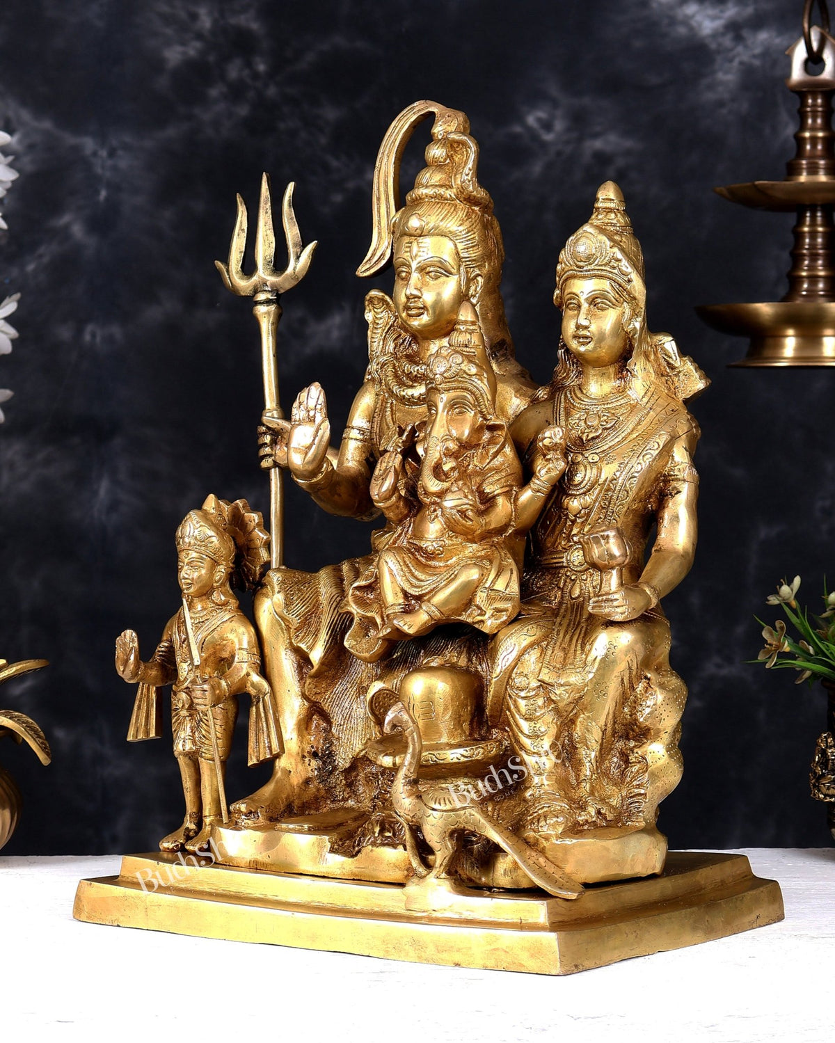 Brass Shiv Parivaar Statue - 15 inch Height - Budhshiv.com