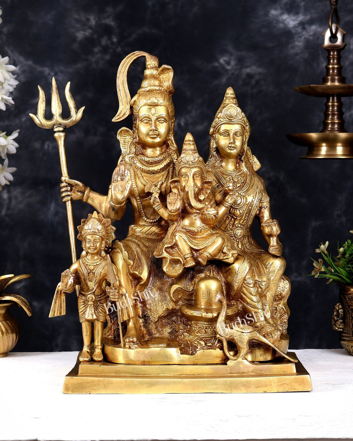 Brass Shiv Parivaar Statue - 15 inch Height - Budhshiv.com