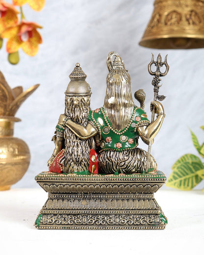 Brass Shiv Parivar Idol – 6" meenakari work - Budhshiv.com