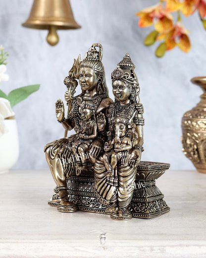 Brass Shiv Parivar Idol – 6" Superfine Carving - Budhshiv.com