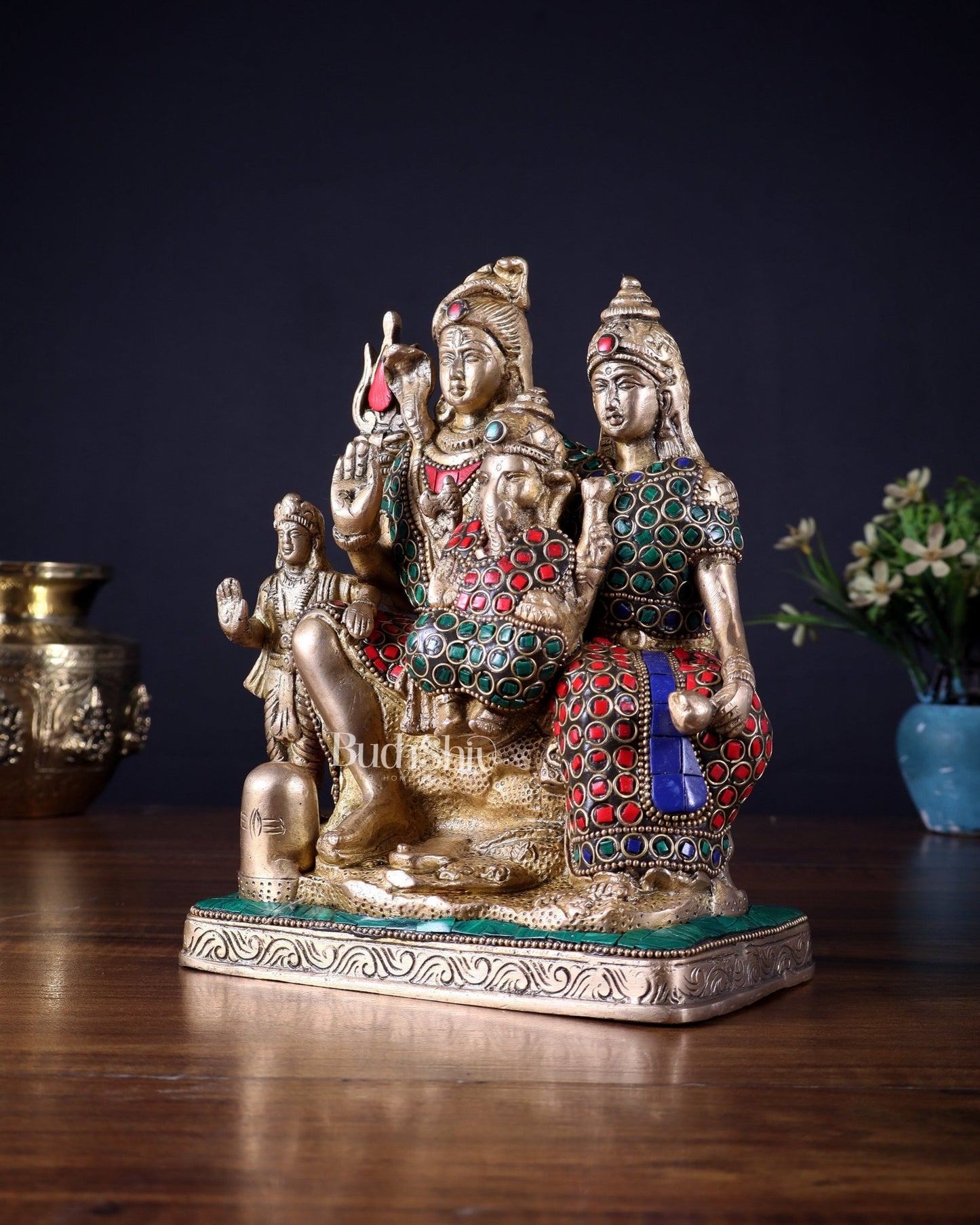 Brass Shiv Parivar idol | 8" Height - Budhshiv.com