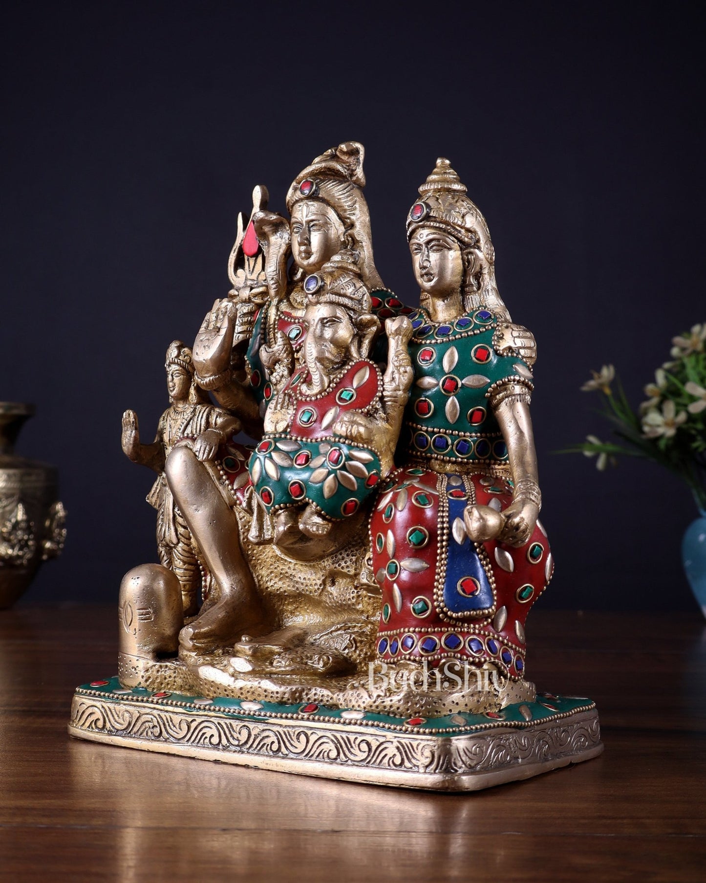 Brass Shiv Parivar idol | 8" Height - Budhshiv.com