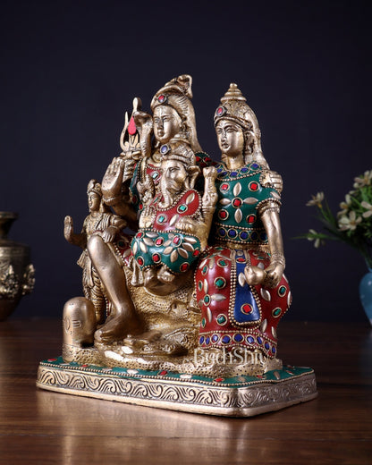 Brass Shiv Parivar idol | 8" Height - Budhshiv.com