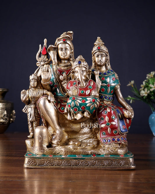 Brass Shiv Parivar idol | 8" Height - Budhshiv.com