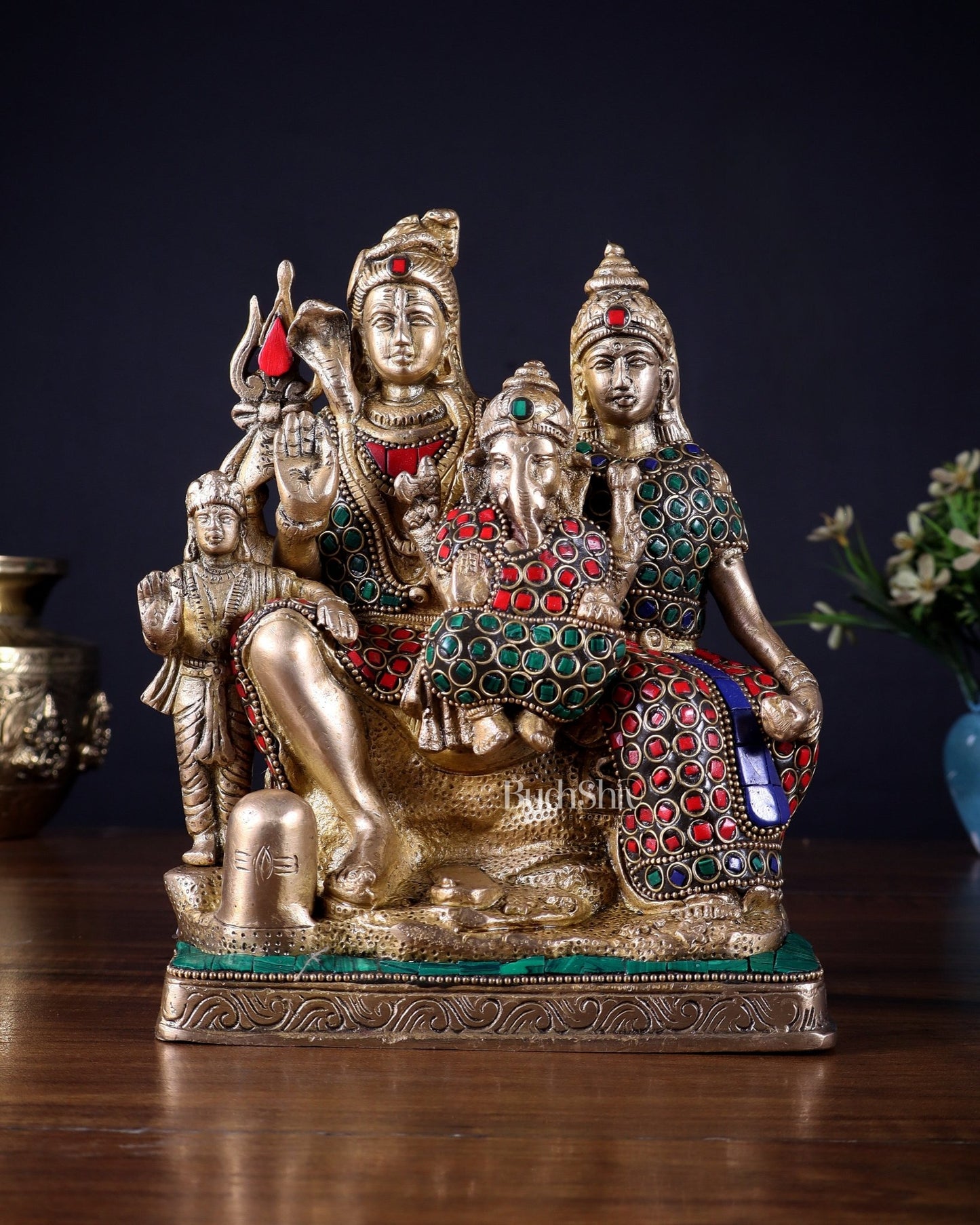 Brass Shiv Parivar idol | 8" Height - Budhshiv.com