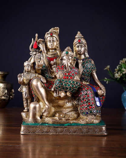 Brass Shiv Parivar idol | 8" Height - Budhshiv.com