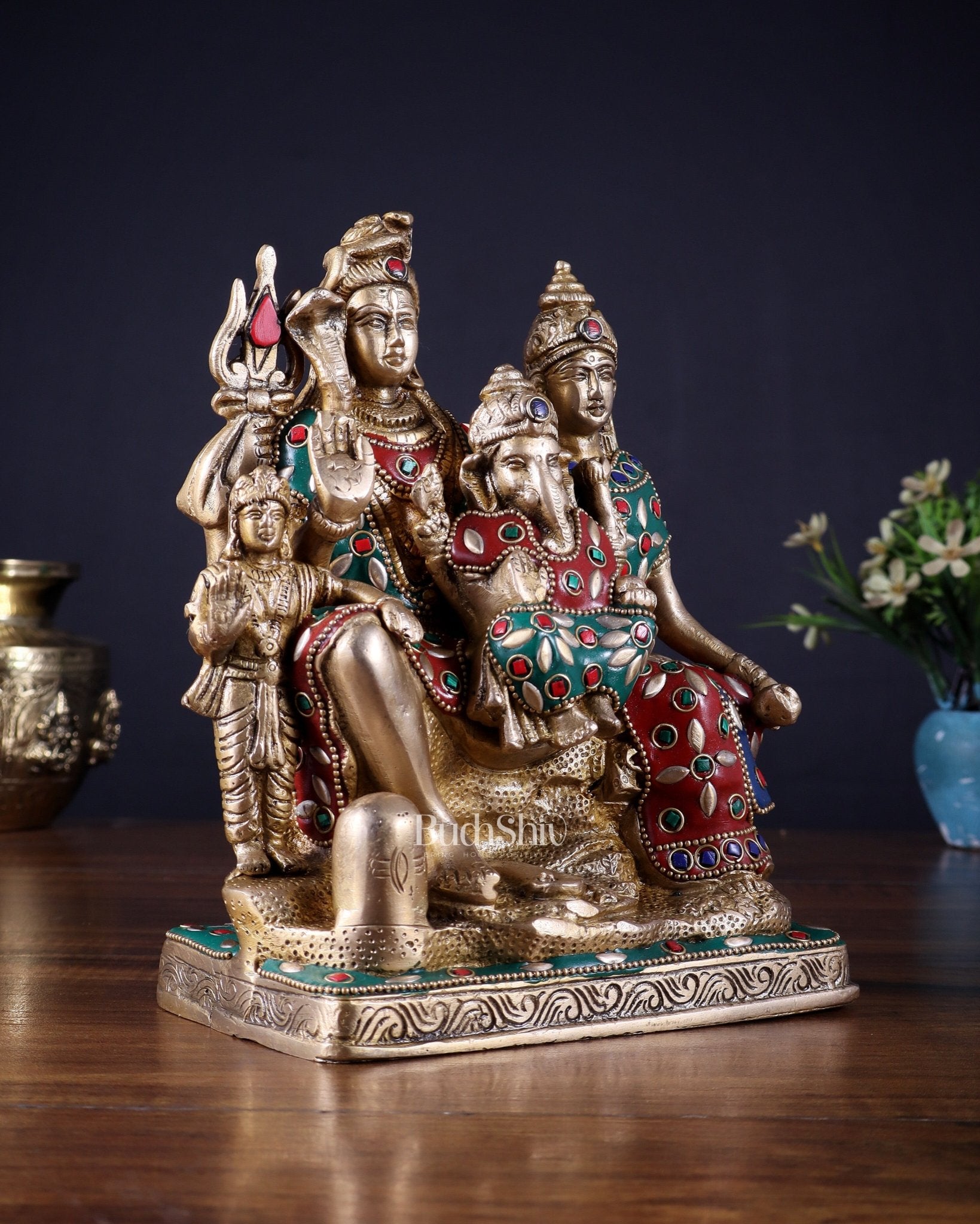 Brass Shiv Parivar idol | 8" Height - Budhshiv.com