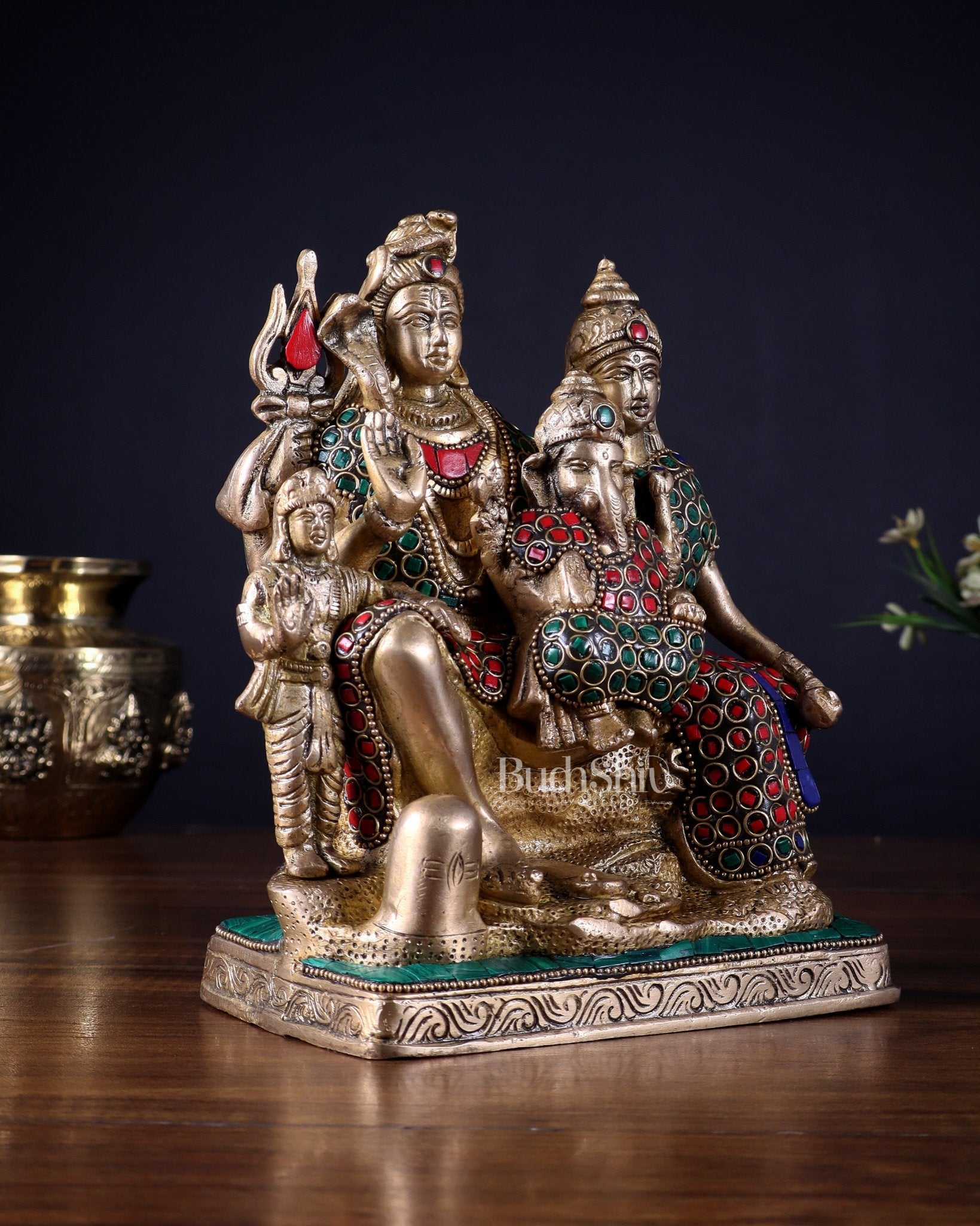 Brass Shiv Parivar idol | 8" Height - Budhshiv.com