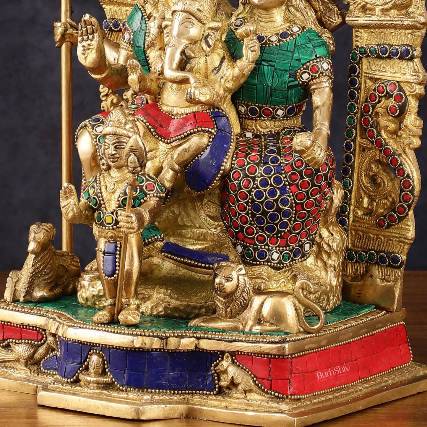 Brass Shiv Parivar Idol - Complete Divine Harmony - 12" Height - Budhshiv.com