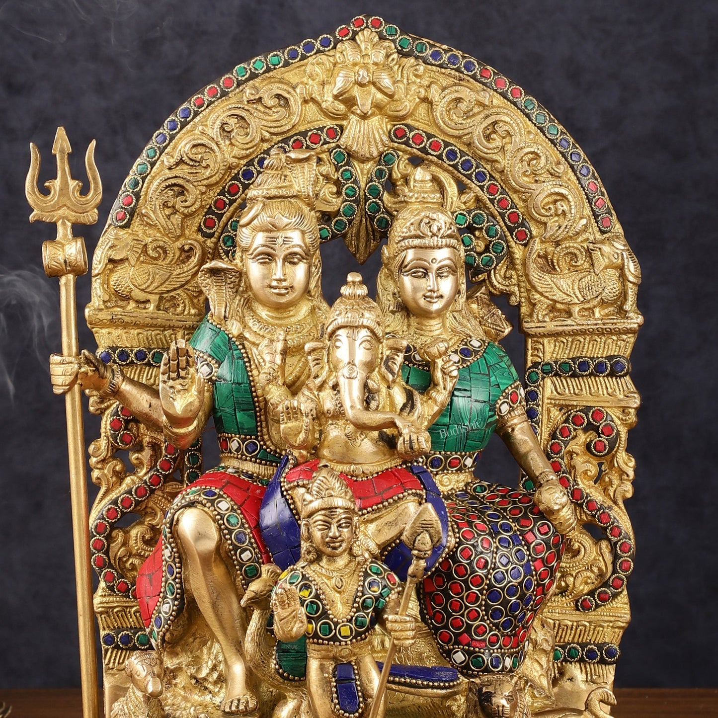 Brass Shiv Parivar Idol - Complete Divine Harmony - 12" Height - Budhshiv.com