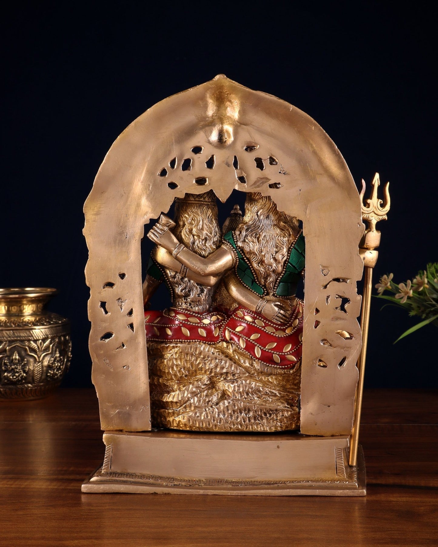 Brass Shiv Parivar Idol with stonework 12" - Budhshiv.com