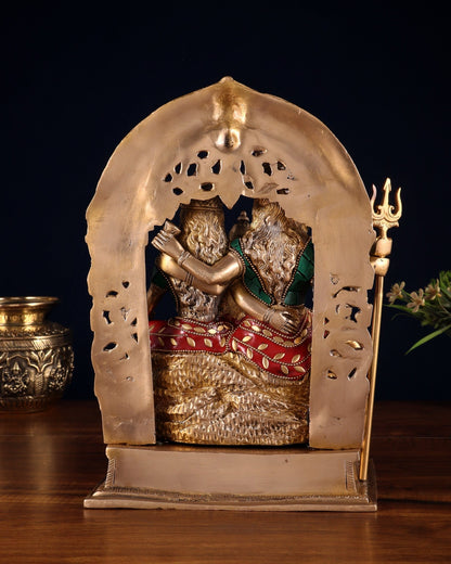 Brass Shiv Parivar Idol with stonework 12" - Budhshiv.com