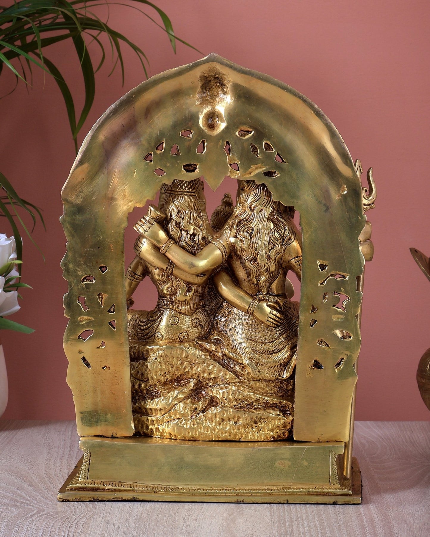 Brass Shiv Parivar statue 12" complete shiva family murti - Budhshiv.com