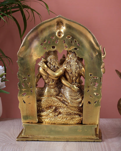 Brass Shiv Parivar statue 12" complete shiva family murti - Budhshiv.com