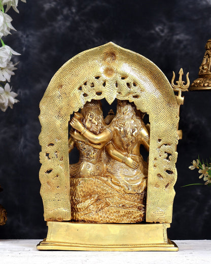 Brass Shiv Parivar statue 12 inch matte golden tone - Budhshiv.com