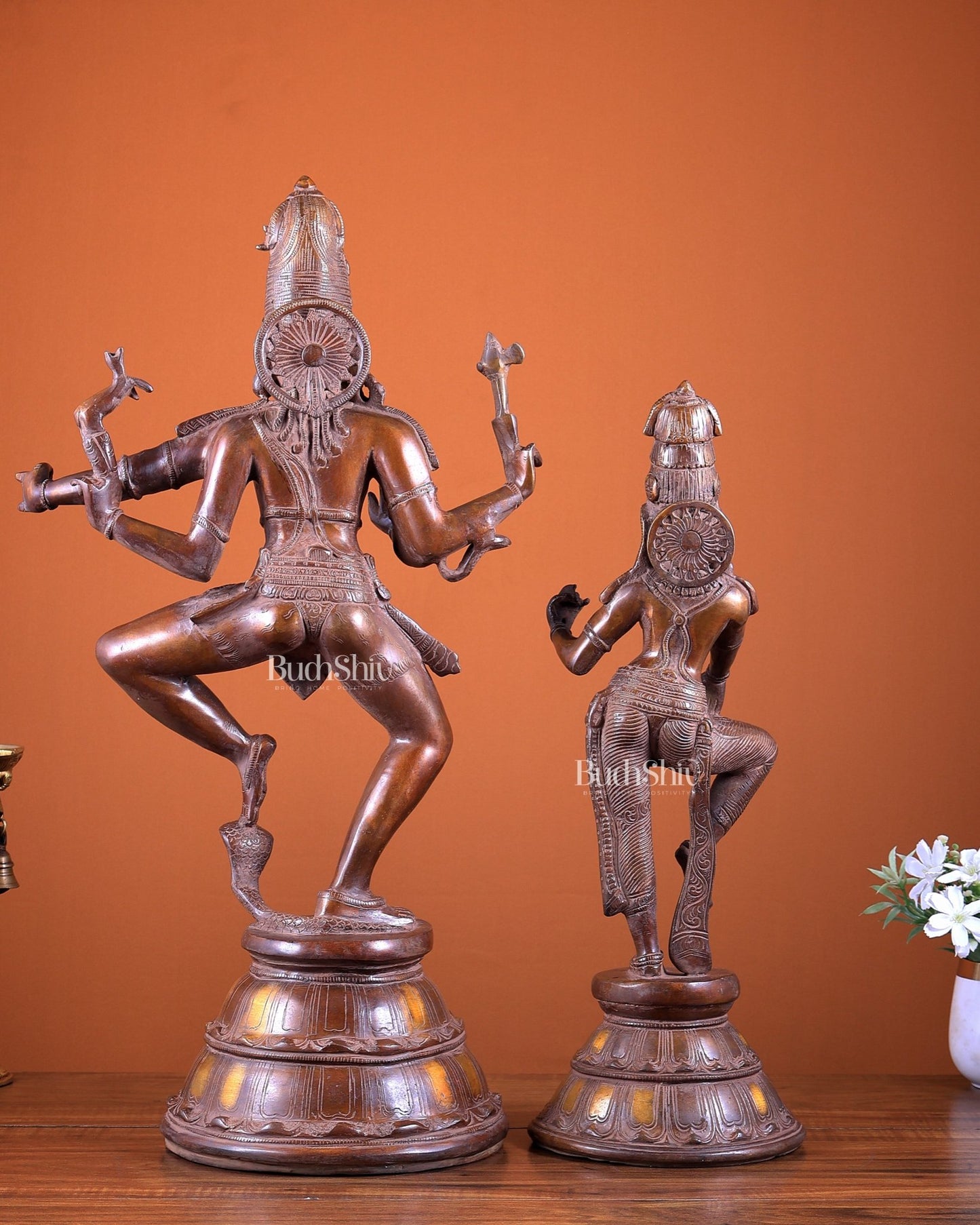 Brass Shiva and Parvati Dancing idols– 22" - Budhshiv.com