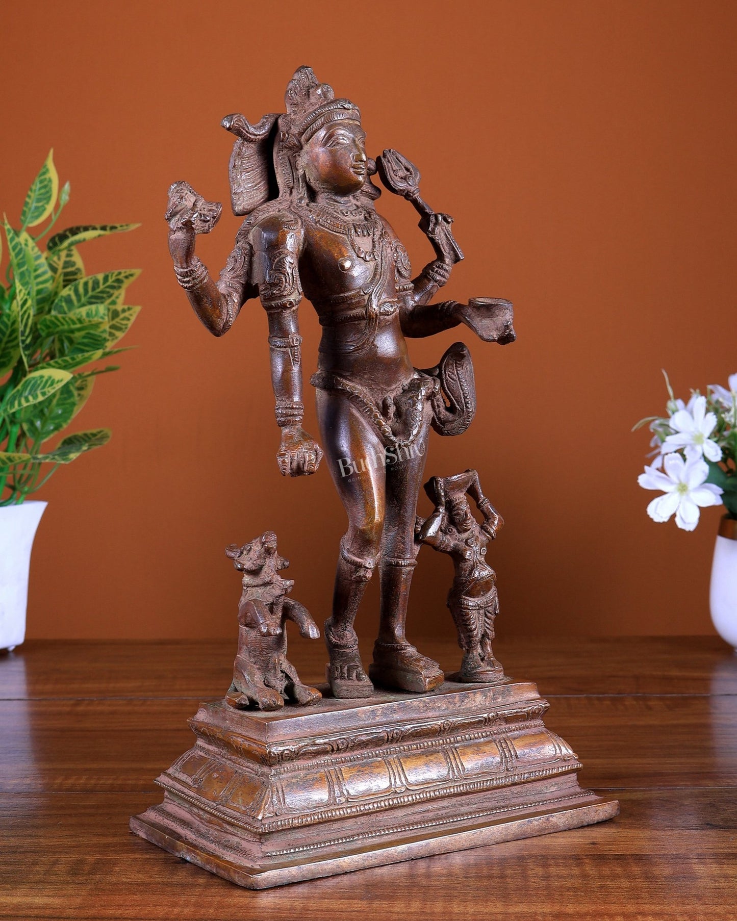 Brass Shiva Bhikshatana Bhairava Statue 11 inch - Budhshiv.com