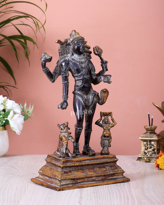 Brass Shiva Bhikshatana Bhairava Statue 11 inch - Budhshiv.com