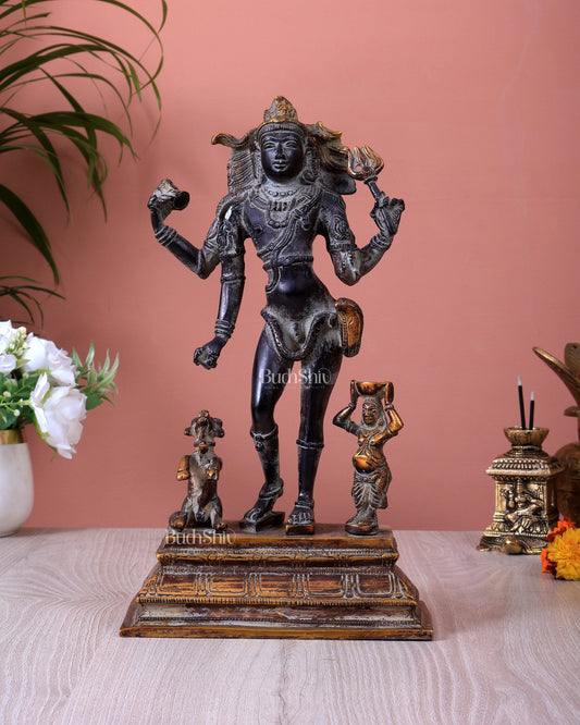 Brass Shiva Bhikshatana Bhairava Statue 11 inch - Budhshiv.com