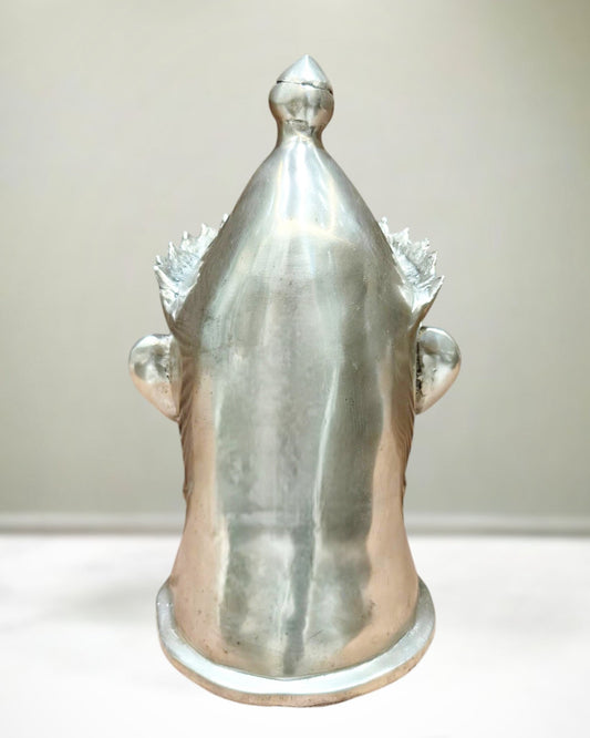 Brass Shiva Face Mukhlingam statue 13.5" silver plated - Budhshiv.com