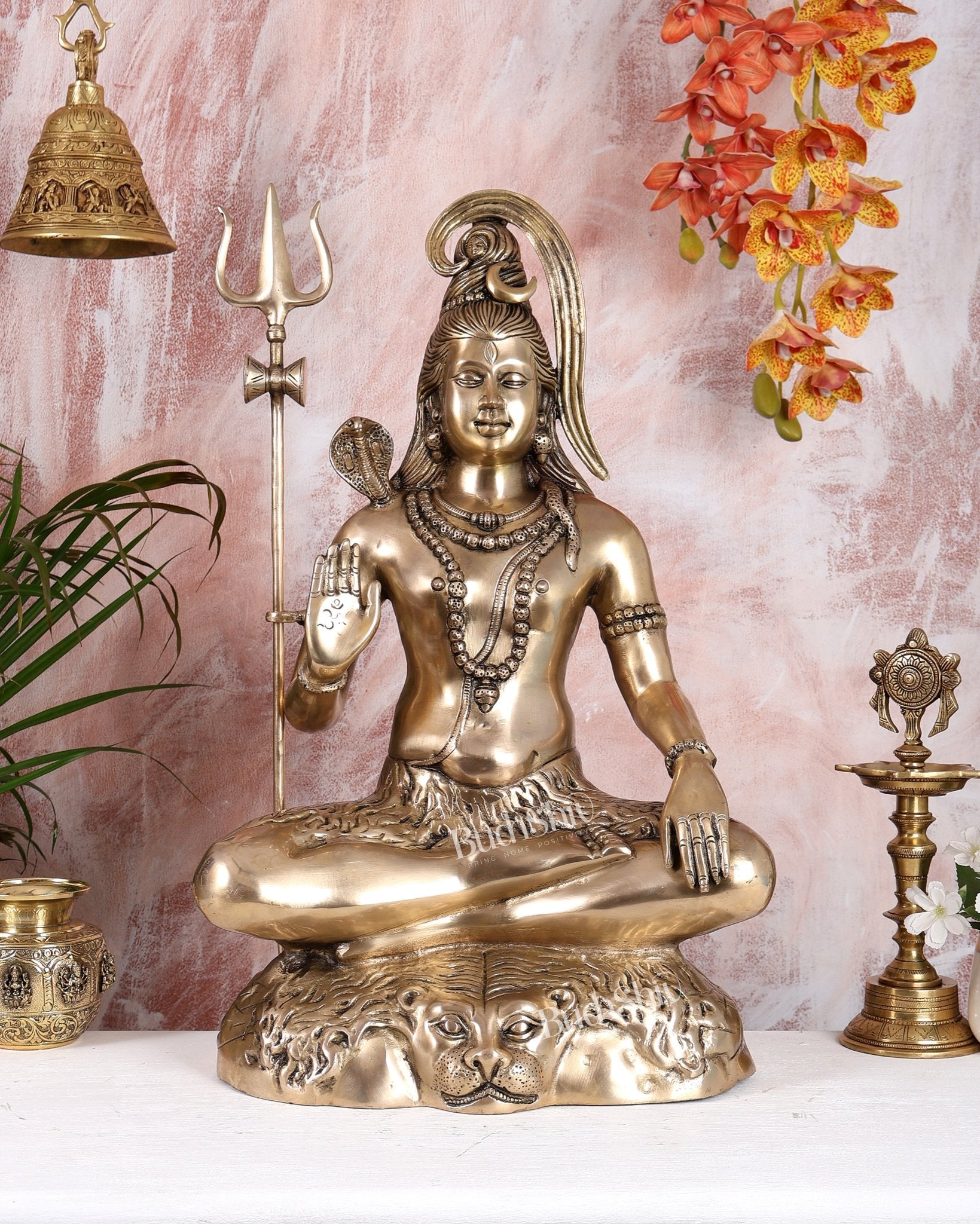 Brass Shiva Gangdhar aashirwaad statue 23 inches - Budhshiv.com