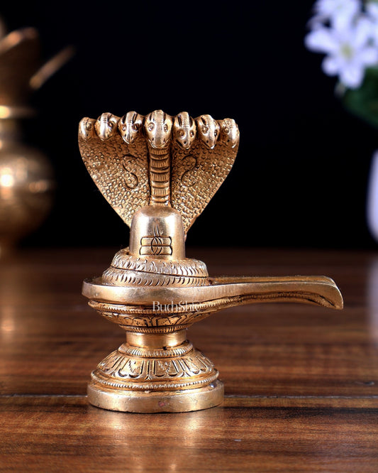Brass Shiva lingam 4" - Budhshiv.com