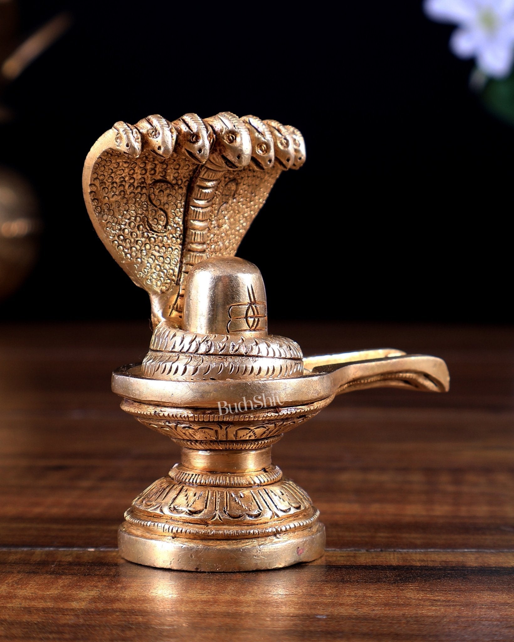 Brass Shiva lingam 4" - Budhshiv.com